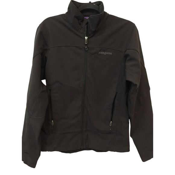 Patagonia Polartec Softshell Jacket Black S Full Zip Pocket Stand Up Collar Mens - Picture 1 of 7